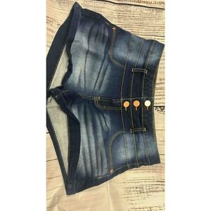 No‎ Boundaries Womens Mid Rise Denim Shorts Blue Size 13 Button Fly